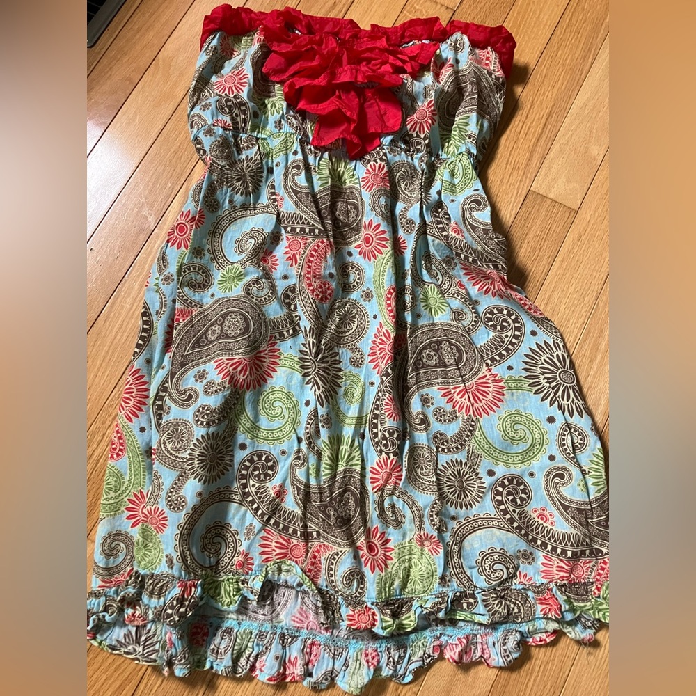 Strapless paisley dress